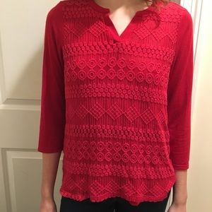 V-neck long-sleeve t shirt, embroidered design